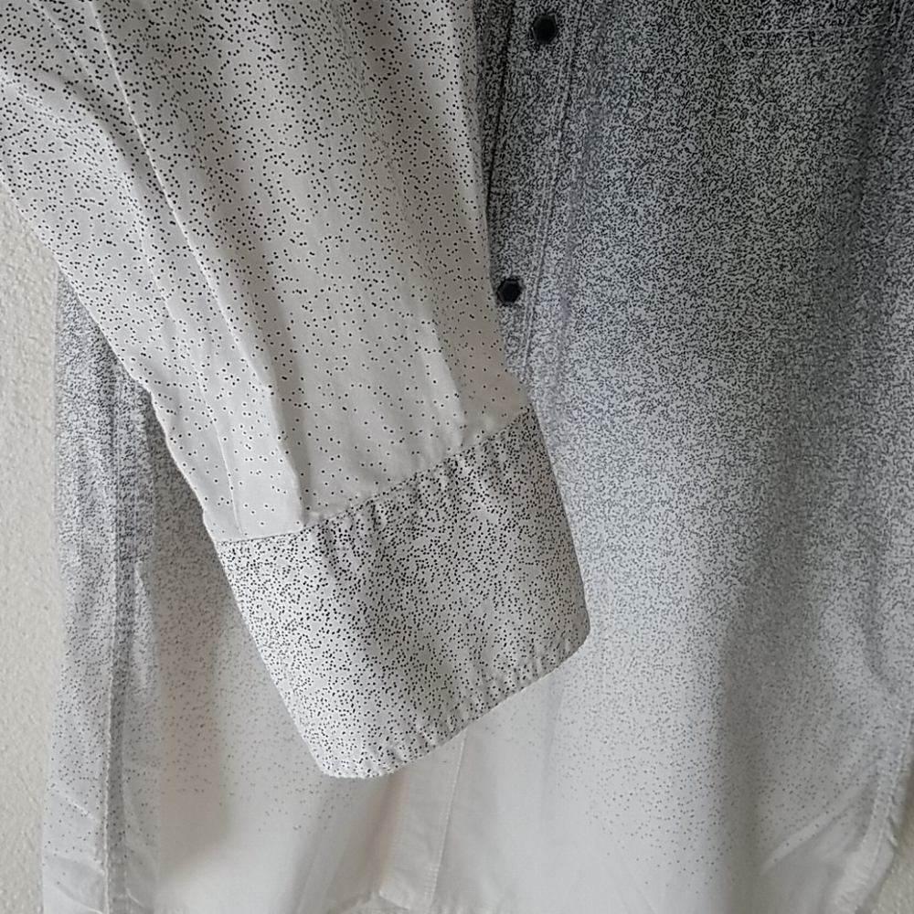 INC Black White Mens Ombre Button Up Shirt - Picture 6 of 12
